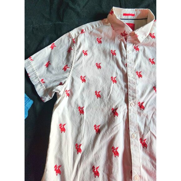 Mens Medium Button Down Shirt Dabbing Santa's Christmas Holiday Work Casual - Picture 6 of 14